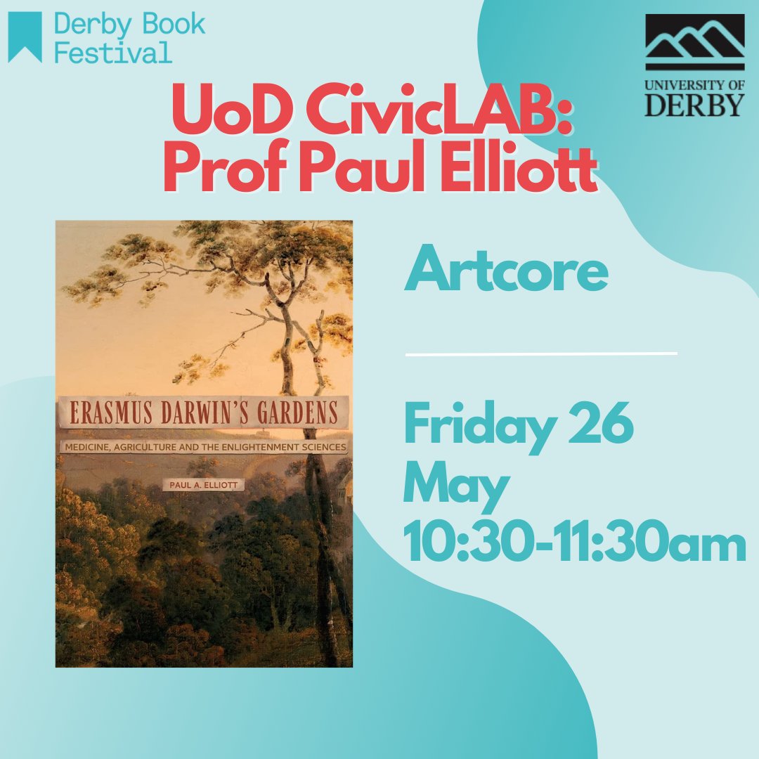 Good and bad news... The good news is <a href="/DerbyUni/">University of Derby</a>'s Prof Paul Elliott is joining us at <a href="/Artcore_UK/">ArtcoreUK</a> to discuss Erasmus Darwin as part of the Uni's #CivicLab. The bad news is the event is now sold out. Apologies if you haven't got tickets derbybookfestival.co.uk/events/uod-civ…