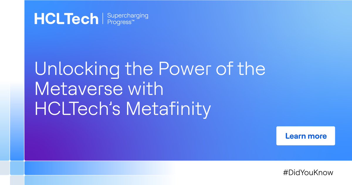 HCLTech_lk's tweet image. HCLTech launched &quot;HCLTech Metafinity&quot; to unlock the Metaverse&apos;s potential for enterprises, enabling exciting use cases and immersive customer experiences
​​ Full story:  bit.ly/3ptHc1I
#HCLTechSriLanka #SuperchargingProgress #FindYourSpark #leadership