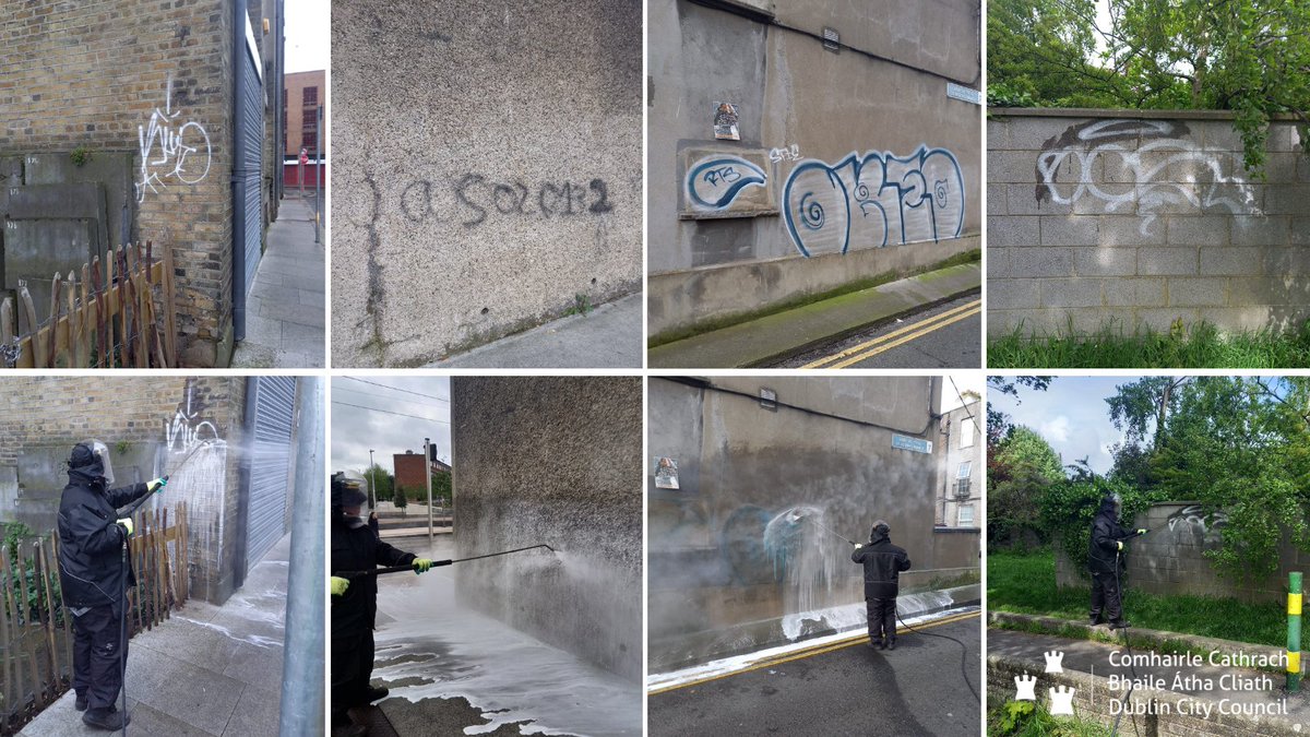 #Graffiti removal carried out at Wolfe Tone Park, Constitution Hill, St Joseph's Parade & Skelly's Lane, operated by our #wastemanagement graffiti removal team. Great work as always, thanks Ray & Scott. @DubCityCouncil #YourCouncil #KeepDublinBeautiful