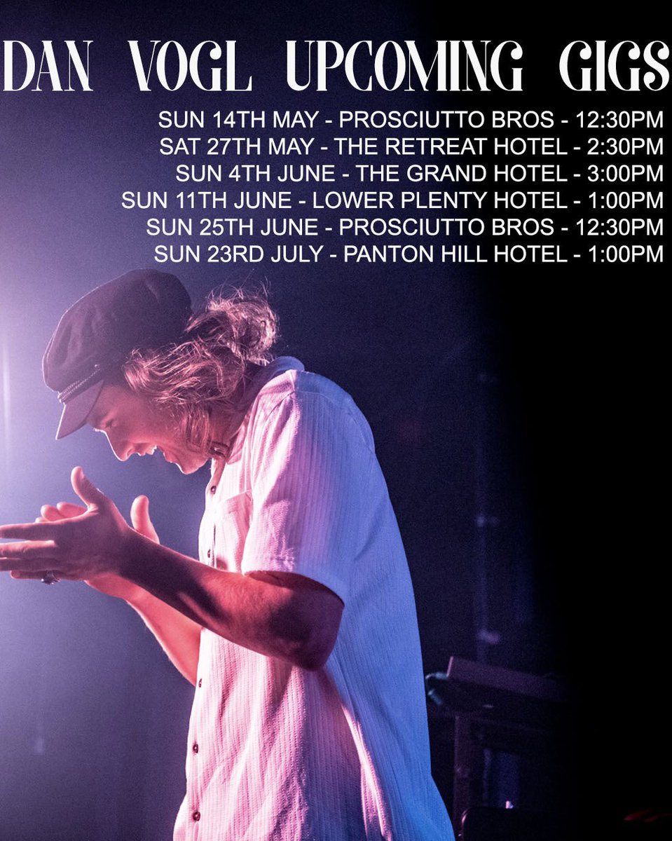 UPCOMING GIGS OVER THE NEXT FEW MONTHS 🗓️ Hey prawns 🦐 I am v keen to rip in to some of these gigletts starting with Mothers Day this Sunday May 14th 12:30-3:30 at @prosciuttobros Eltham. Bring ya mum for a pizza and a boogie ❤️ yeeeeeew #mothersdaymelbourne #elthamlivemusic