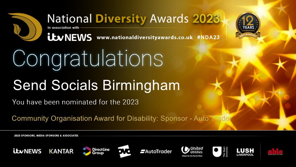 Voting closes tomorrow for the <a href="/ndawards/">National Diversity Awards</a> ! We have been blessed to have been nominated again in the community organisation for disabilities category. If you like what we do or have benefited from our services please vote for us!  #SEND #disability #everychilddeservestoplay