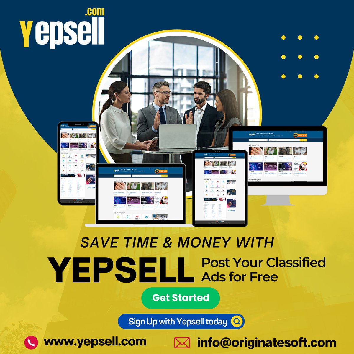 yepsellgroup's tweet photo. Tired of wasting time and money trying to #postclassified ads?
Look no further - #Yepsell is here to help!
With our #freeclassified ads platform, you'll be able to post quickly and save money.
🌐 https://t.co/0IagXVi1jW
✉️ info@originatesoft.com https://t.co/FiU0NQK1EC