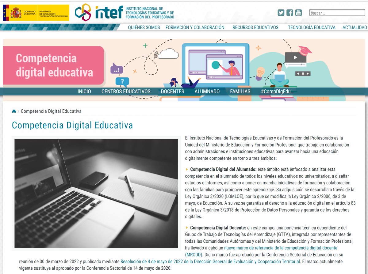 🆕
🗣️📢¡Estrenamos nuevo espacio en la web dedicado a la Competencia Digital Educativa!

🔹Centros educativos
🔹Docentes
🔹Alumnado
🔹Familias
🔹#CompDigEdu
🔗intef.es/competencia-di…

#CompetenciaDigitalEducativa #MRCDD #ComptenciaDigitalDocente