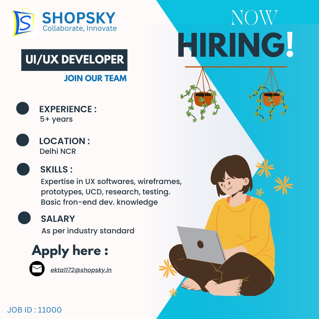 ShopSkyStore's tweet image. We're thrilled to announce that we're hiring a talented UI/UX Developer to join our team!
Submit your resume and portfolio now and be a part of our growing and dynamic team.
#UIUXdeveloper #hiring #excitingopportunity #teamshopsky