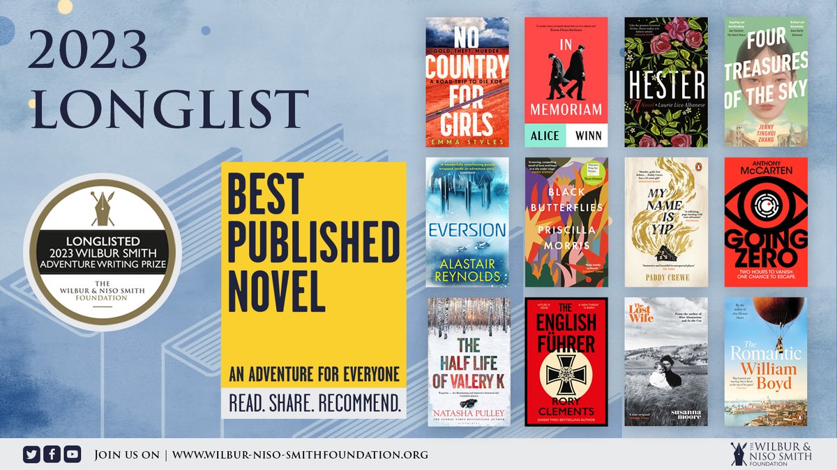We're thrilled to announce the longlist for the Best Published Novel award! These twelve authors have truly captured the spirit of adventure in their electrifying novels and we wish them all a huge congratulations! More info: bit.ly/42KqclV #WilburSmith #AdventureWriting
