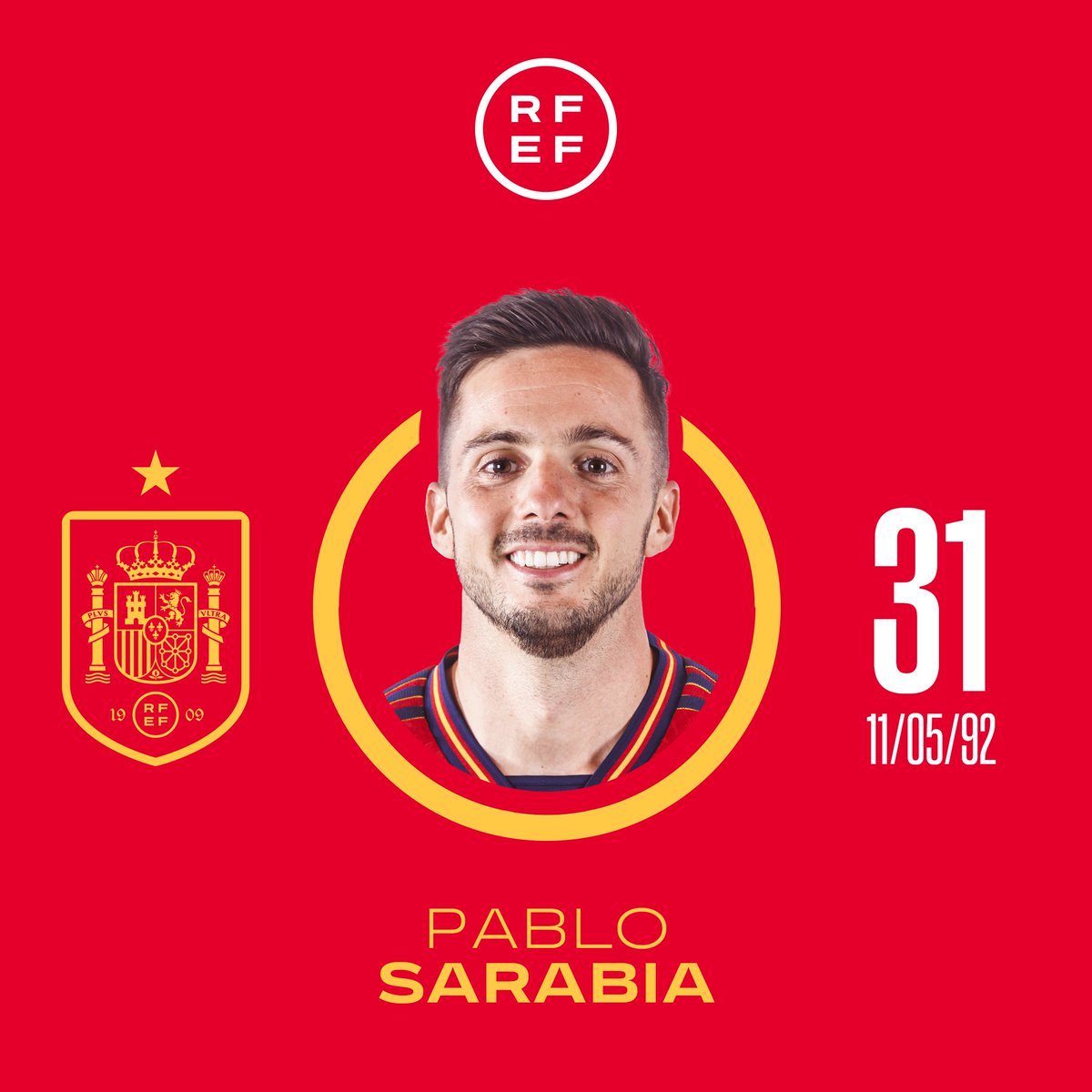 🎂 ¡¡Parece ser que hoy es día de cumples!! Turno ahora para desear el mejor de los aniversarios al extremo internacional @Pablosarabia92, que cumple 3⃣1⃣ años. ¡¡𝗔 𝗱𝗶𝘀𝗳𝗿𝘂𝘁𝗮𝗿 𝗱𝗲𝗹 𝗱𝗶́𝗮, 𝗣𝗮𝗯𝗹𝗼!! #VamosEspaña