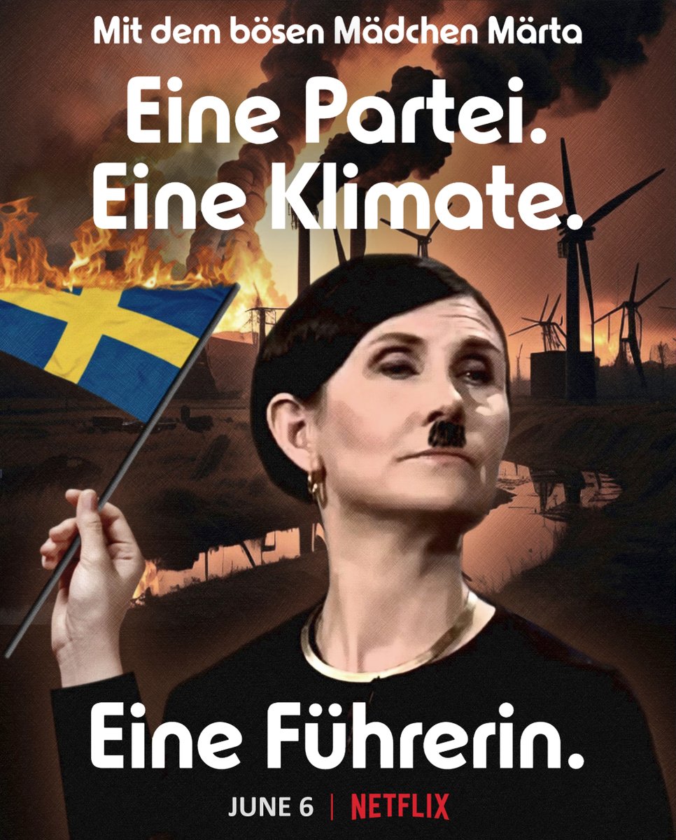 Intressant kommande film på Netflix om Sveriges förfall och när klimatalarmism, fascism och galenskap fick styra ett land rakt ner i avgrunden. Men premiär på Sveriges nationaldag! På riktigt? <a href="/martastenevi/">Märta Stenevi</a> <a href="/miljopartiet/">Miljöpartiet</a>

Cred till <a href="/Tweetylainen/">𝓣𝔀𝓮𝓮𝓽𝔂™ </a> vars idé jag spann vidare på.