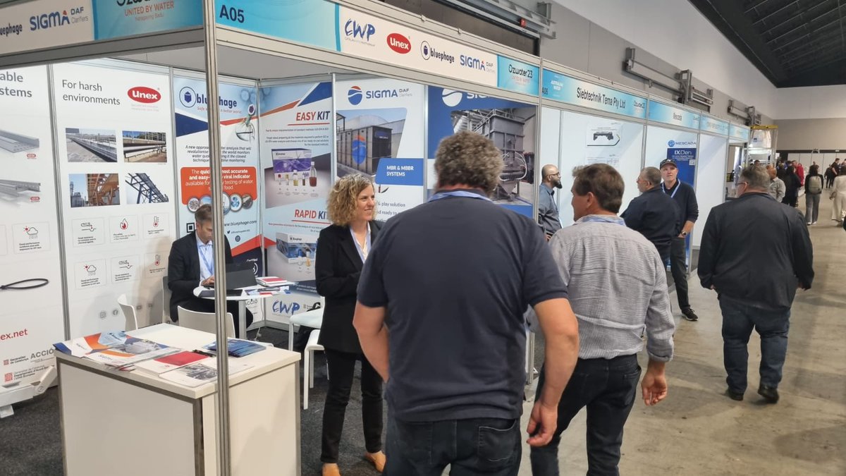 bluephageWATER's tweet photo. Bluephage's CCO @guilera_nuria is showcasing our #coliphage detection solutions at #ozwater23. The exhibition is been successful with valuable exchanges taking place between Bluephage and water utilities and labs. We are grateful to @CatalanWaterP & @accio_cat for their support https://t.co/3kQ7z0swKP