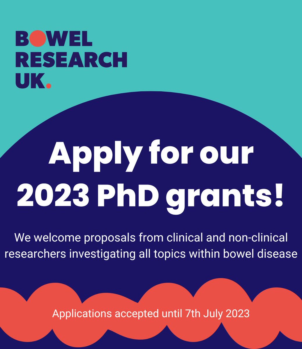 (1/2) BRUK is now accepting applications for the 2023 PhD Grant Round! We welcome proposals from clinical and non-clinical researchers investigating all topics within bowel disease. The deadline for applications is 23:59 on the 7th of July.