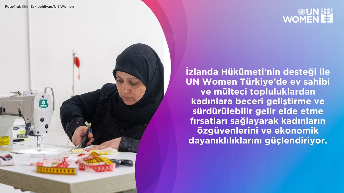 🇮🇸 İzlanda Hükümeti'nin mali desteğiyle uygulanan projemiz🇹🇷'deki ev sahibi ve mülteci topluluklardan kadınların ekonomik olarak güçlenmesinin ve gelecekteki istikrarının önemini ortaya koyuyor. Daha fazla bilgi için: bit.ly/3zXZB8J #FundingGenderEquality #UNWomenTürkiye