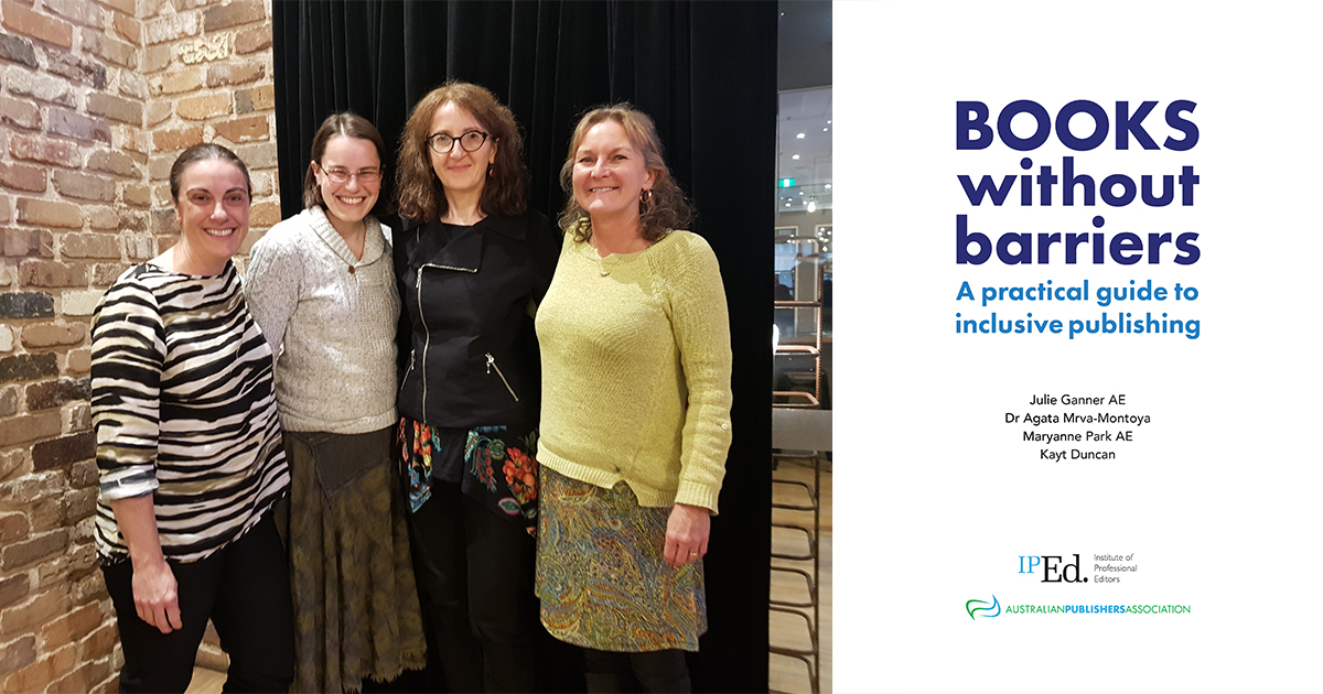 IPEditors's tweet photo. “Books without barriers: A practical guide to inclusive publishing” is now available for download: https://t.co/3fAQUnRCIQ

This resource was created by members of IPEd’s Accessibility Initiative Working Party, Julie Ganner, Agata Mrva-Montoya, Maryanne Park and Kayt Duncan 👏 https://t.co/BZ4qo2Xzv4
