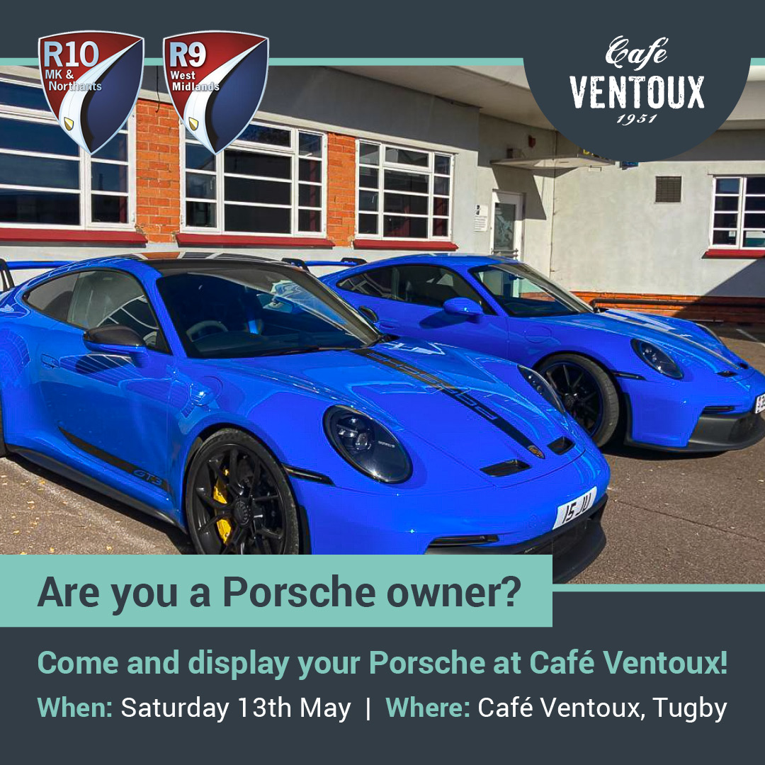 We'd love to see you this Saturday at Café Ventoux as part of the #Porsche Club GB meet!🤩

For just £18 per person, come along and display your stunning car, and enjoy a free #BBQ and unlimited coffee! Book your place by giving us a call during opening hours on 0116 216 2491🚘