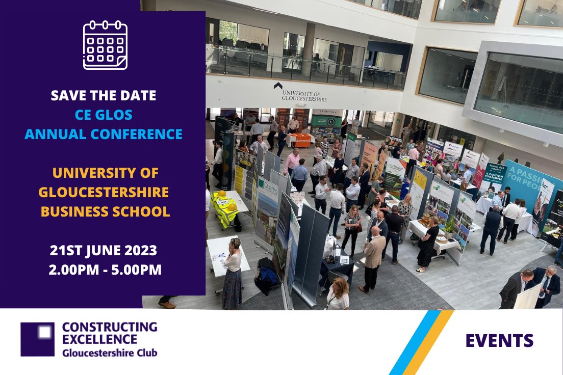 Constructing Excellence Gloucestershire Club (@ce_glos) on Twitter photo Our Annual CE Glos Conference, is on the 21/06/2023 at 2pm at the <a href="/uniofglos/">University of Gloucestershire</a> Business School, Oxtalls Campus.
Over 150 constructing professionals were at the event last year, so it's great networking!
Book now at bit.ly/3I3sy7I
#AnnualConference #Gloucester #Events Our Annual CE Glos Conference, is on the 21/06/2023 at 2pm at the <a href="/uniofglos/">University of Gloucestershire</a> Business School, Oxtalls Campus.
Over 150 constructing professionals were at the event last year, so it's great networking!
Book now at bit.ly/3I3sy7I
#AnnualConference #Gloucester #Events