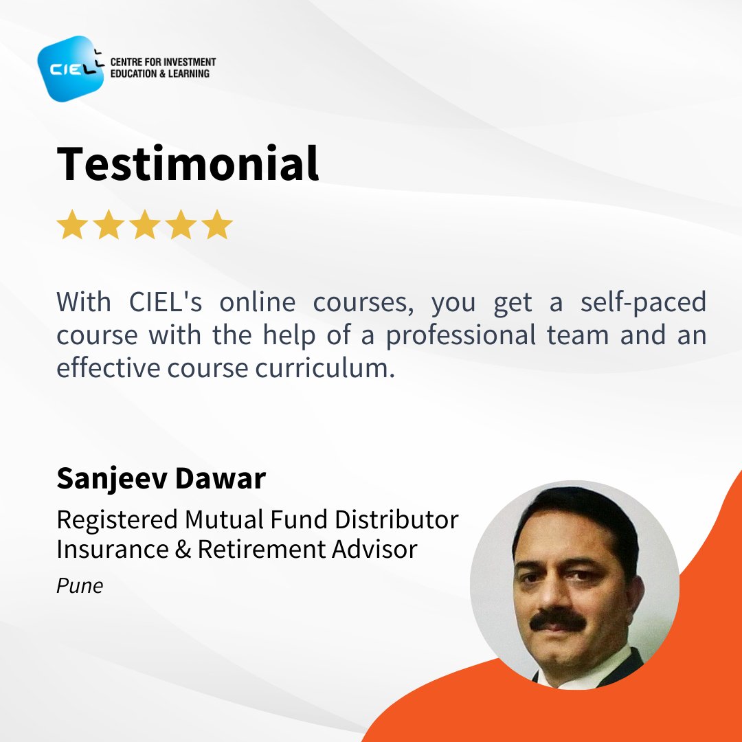 We are delighted by our learners' feedback! 
Thank you Mr. Sanjeev Dawar

Check out ciel.co.in to know more about the 100+ online courses available in the BFSI sector

#CIELonlinecourses #financialadvisor #onlinecertification #upskilling #financialservices #bfsi