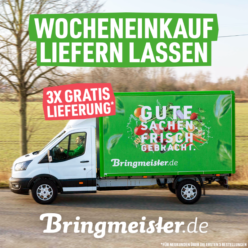 bringmeister's tweet photo. 3x gratis Lieferung für Neukunden. Lass Dir Deinen Wocheneinkauf von Bringmeister bis nach Hause liefern. 🥨🍫🍏 Mo-Sa von 6-24 Uhr. 🚛