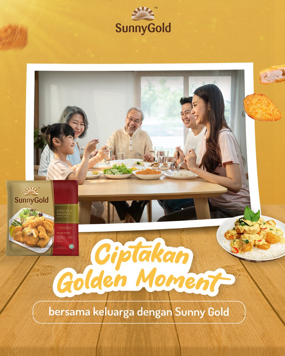 SunnyGoldID's tweet photo. Moment kebersamaan saat makan bersama dengan keluarga memang membahagiakan ya🤗
Yuk, stock Sunny Gold di rumah untuk menciptakan moment tersebut menjadi golden moment yang selalu ditunggu-tunggu🥰
#SunnyGold #NuggetPop #LetupanRenyah #GoldenMoment #GoldenQuality https://t.co/BlgRNVQ8s3