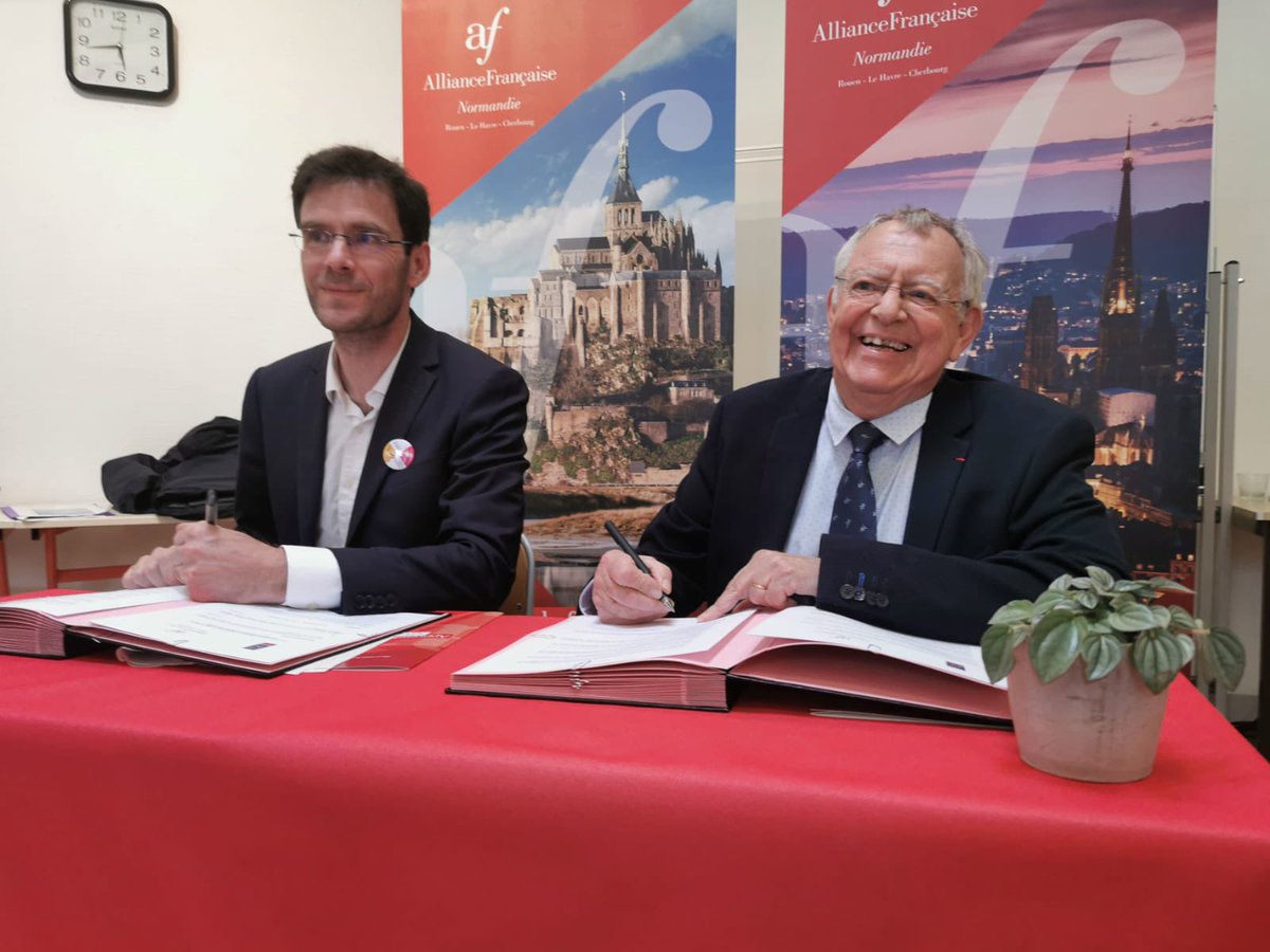 Le 10 mai <a href="/Rouen/">Ville de Rouen</a> et <a href="/AFNormandie/">Alliance Française de Normandie</a> ont signé un partenariat qui prend tout son sens dans le cadre de la candidature #Rouen2028 au titre de Capitale européenne de la culture. L’objectif de la convention est de mieux collaborer pour mieux accueillir les étudiants étrangers. #ecoc