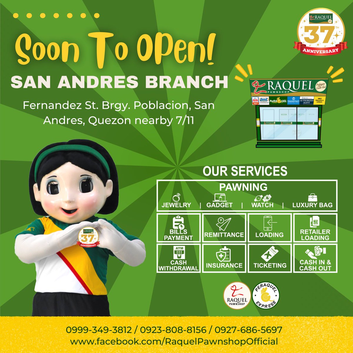 Raquel_Pawnshop's tweet photo. Taga San Andres, Quezon ka ba?
Worry no more!
SOON TO OPEN:
Raquel Pawnshop San Andres Branch located at (Fernandez St. Brgy. Poblacion, San Andres, Quezon nearby 7/11)
#SoonToOpen #SanAndresBranch #RaquelPawnshop #RPIServingCommunities #PalagayAngLoobKo #RPI37YearsNa https://t.co/nEBfnoaBVR