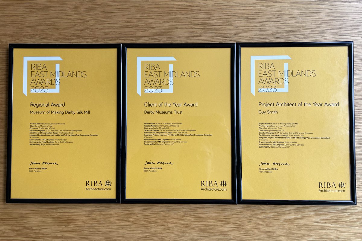 We're so pleased that @MuseumofMaking was recognised at the RIBA East Midlands awards 2023, winning a regional award as well as Client and Project Architect of the Year. Great recognition for all involved! ow.ly/cCap50OkiBZ #RIBAawards #museum #Derby @ribaeastmidland