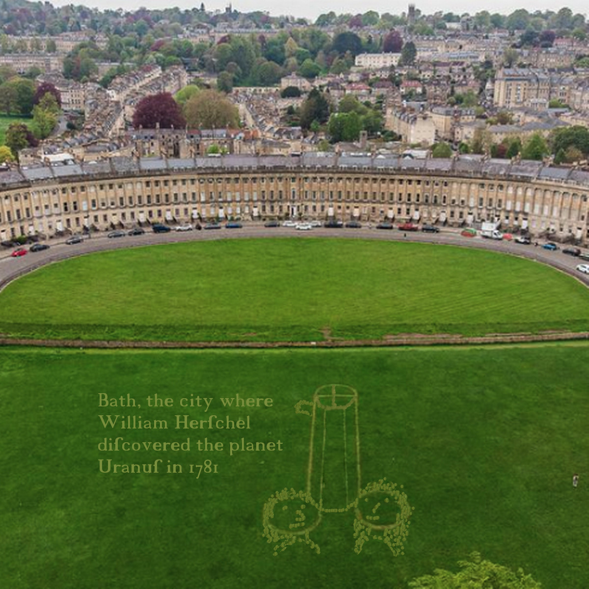 Grounds team may have come up with a solution to the recent graffiti on the lawn below the Bath's Royal Crescent 😉