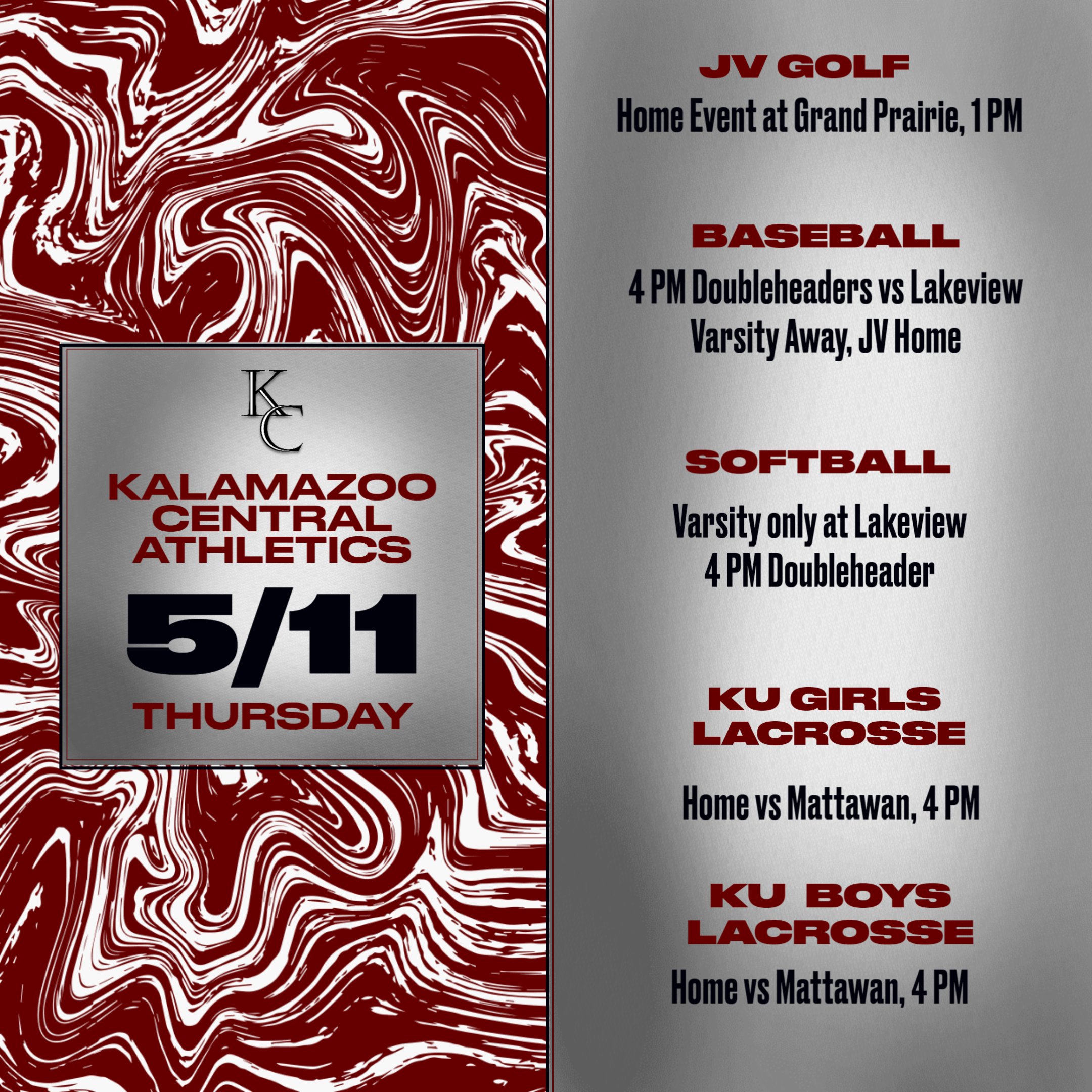 maroongiants-on-twitter-thursday-schedule-for-kalamazoo-central