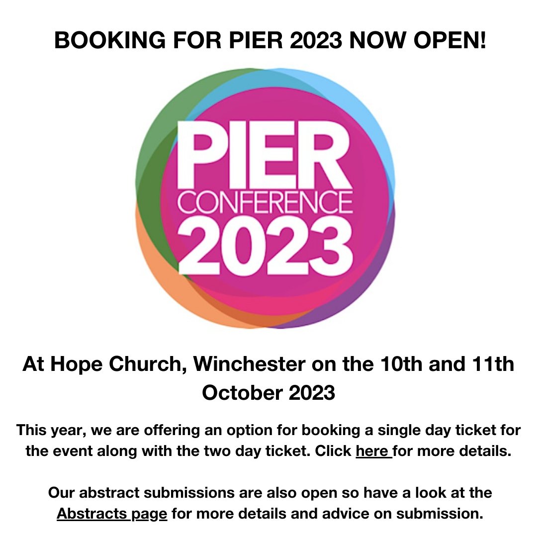 pier_network's tweet image. PIER 2023 booking is now open.  This year we are offering a one day ticket option as well as the standard two day ticket.  Abstract Submissions are also open.  More details regarding tickets and abstracts, visit piernetwork.org/2023. #pier2023 #conference #abstracts