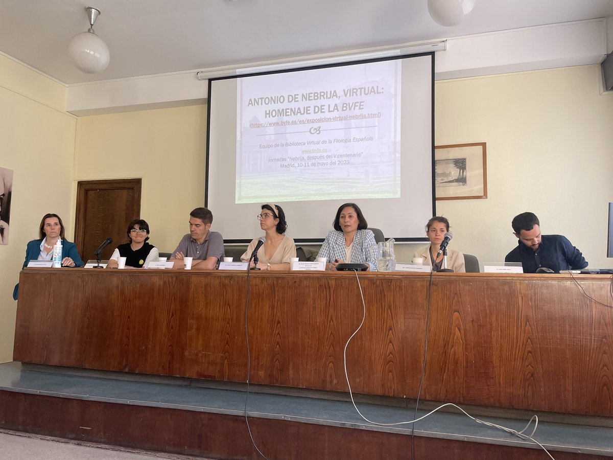 estelaech's tweet photo. El equipo de la @BibliotecaBVFE presenta el homenaje de la #BVFE a Antonio de Nebrija en nuestra facultad de @FilologiaUCM. https://t.co/LGQGoahvWY