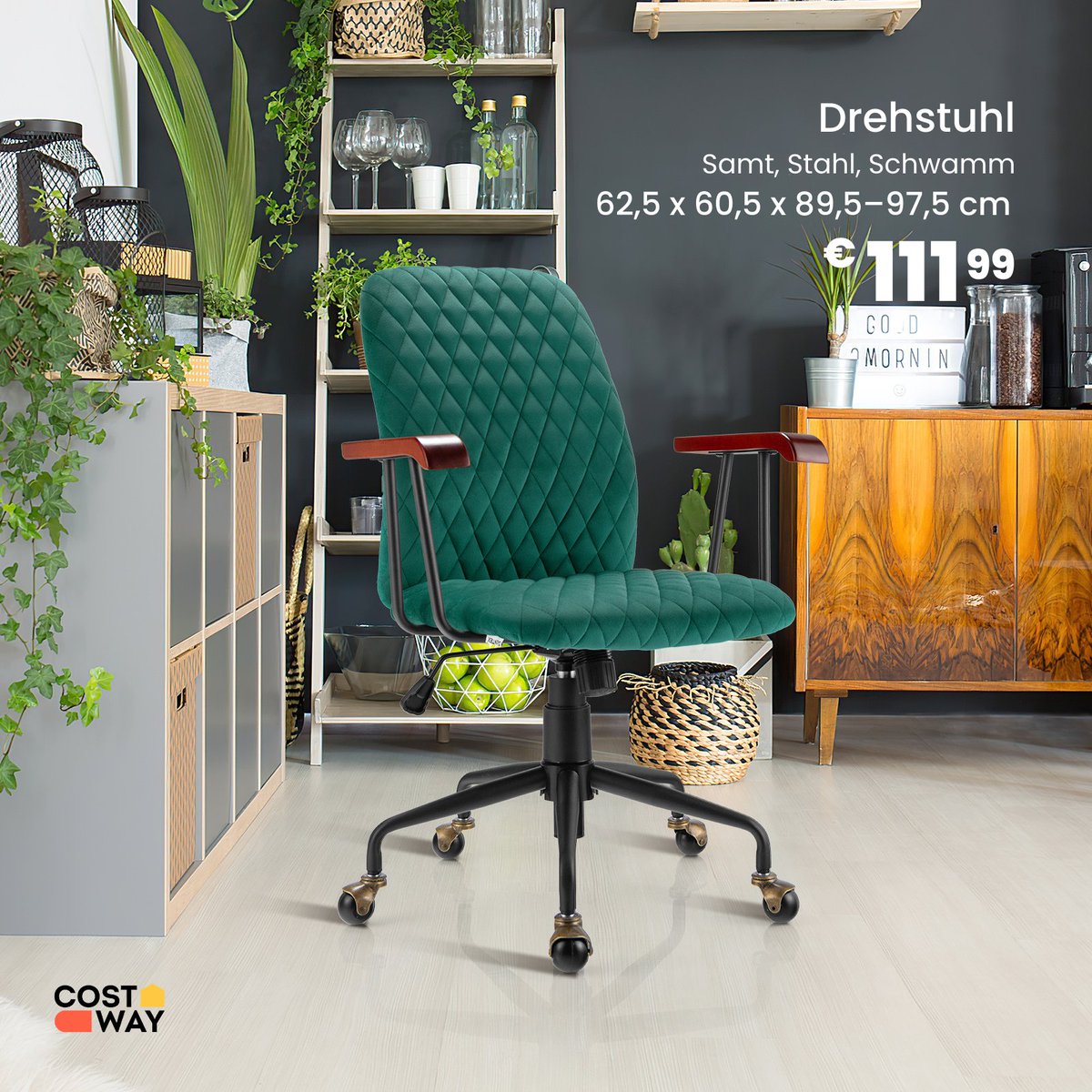 CostwayDE's tweet image. Ebenso wie der um 360° drehbare Sitz ist die mittelgroße Rückenlehne mit weichem Schwamm
gepolstert und mit atmungsaktivem Samt bezogen, um sich angenehm anzufühlen. 
👀 bit.ly/3pu999u

#homework #homeoffice #computerchair #drehstuhl #bürostuhl