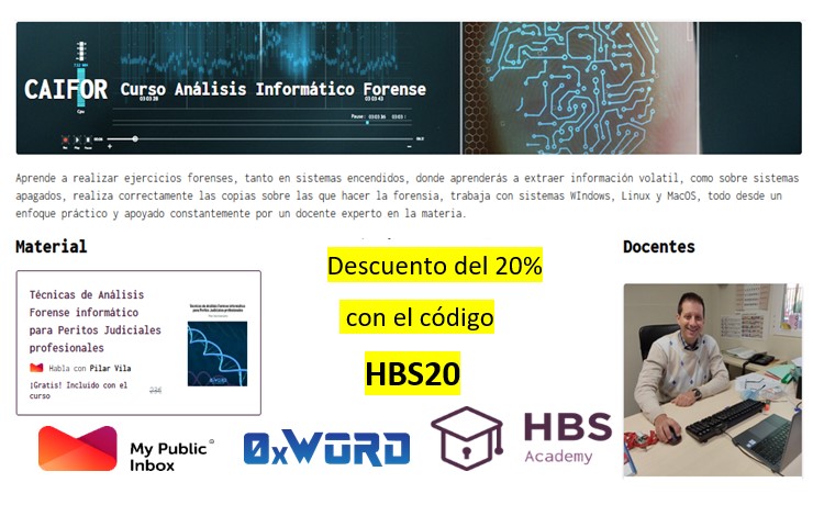 HackbySecurity's tweet image. 20% de dto con el código HBS20 en el #curso de Análisis #informático #forense, podrás trabajar con #windows, #MacOS y #linux con Francisco Nadador por docente.

#Libro 📚 @0xWORD, tempos @mypublicinbox, vouchers @Singularity_Ex

#hackbysecurity 

academy.hackbysecurity.com/curso/29/curso…