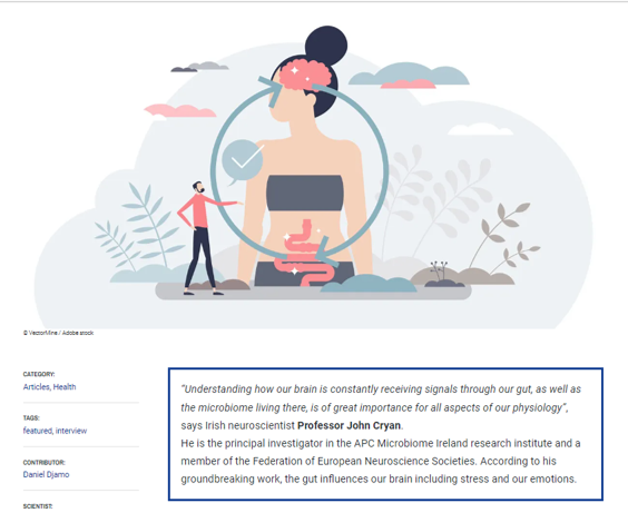 ‘The guts to change neuroscience’ <a href="/jfcryan/">John F. Cryan</a> interviewed by European Science on gut and brain interconnection.
<a href="/Pharmabiotic/">APC Microbiome Ireland</a> 
sciencemediahub.eu/2023/05/10/int…