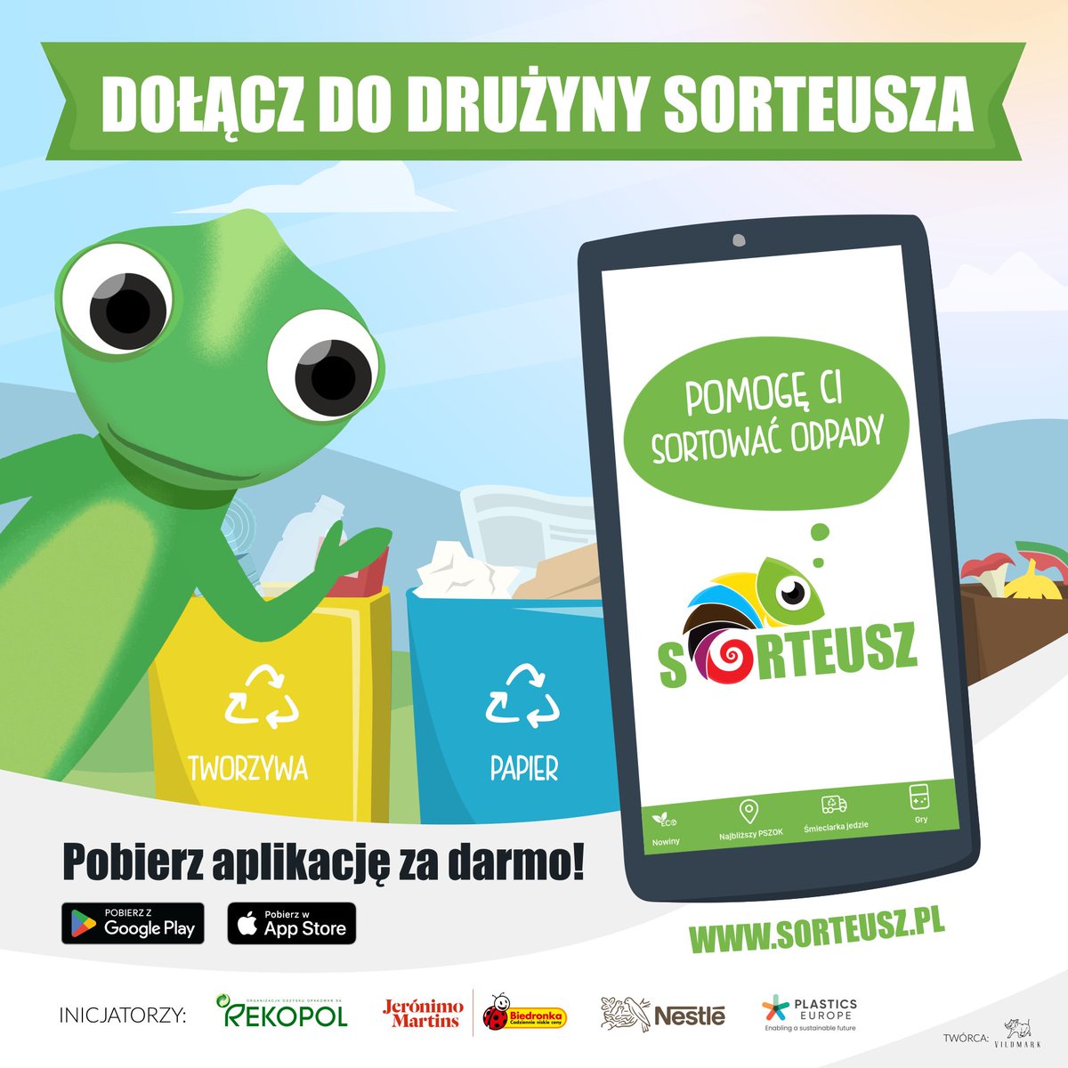 PlasticsEuropeP's tweet photo. W #DzieńBezŚmiecenia z @DziczekMagda @NestlePolska @Biedronka @REKOPOL z radością przedstawiamy Sorteusza - nową, bezpłatną aplikację, która pomoże uporać się z dylematami na temat sortowania odpadów! 💚
➡ Pobierz aplikację z Google Play lub App Store! 💪#recykling #sorteusz https://t.co/C5VUZj6K6r