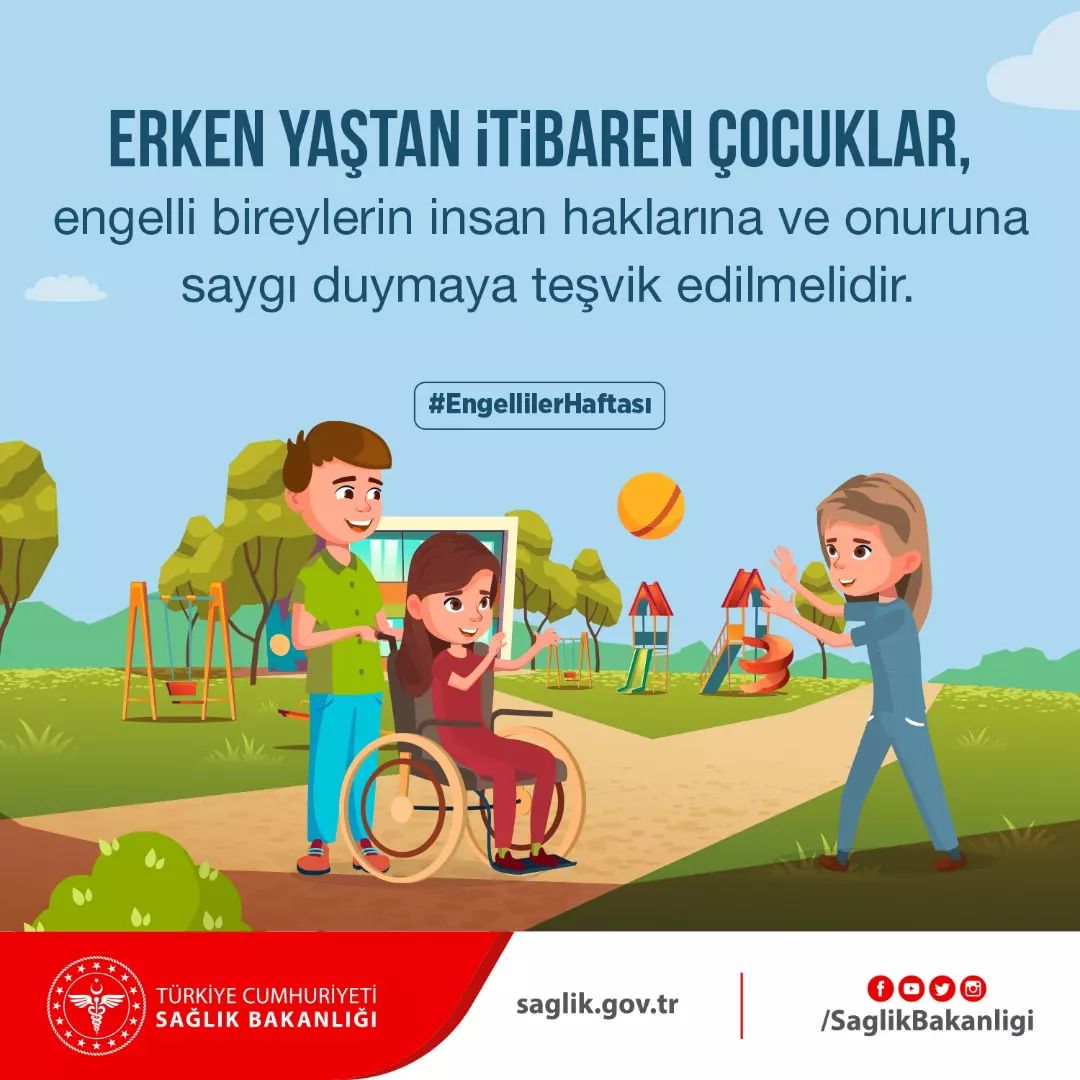 Erken yaştan itibaren çocuklar, engelli bireylerin insan haklarına ve onuruna saygı duymaya teşvik edilmelidir. #EngellilerHaftası