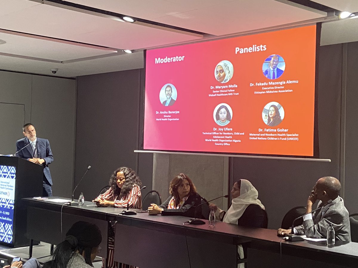 AAPGlobalHealth's tweet photo. Panelists at the launch of the @WHO Essential Newborn Care Course talk about their positive experiences piloting the course in person and online (using #ENCNow) in Nigeria, Bangladesh, and Ethiopia! #IMMHC2023 @alignmnh @LaerdalGH @UNICEF https://t.co/JdIfn8x4Oy