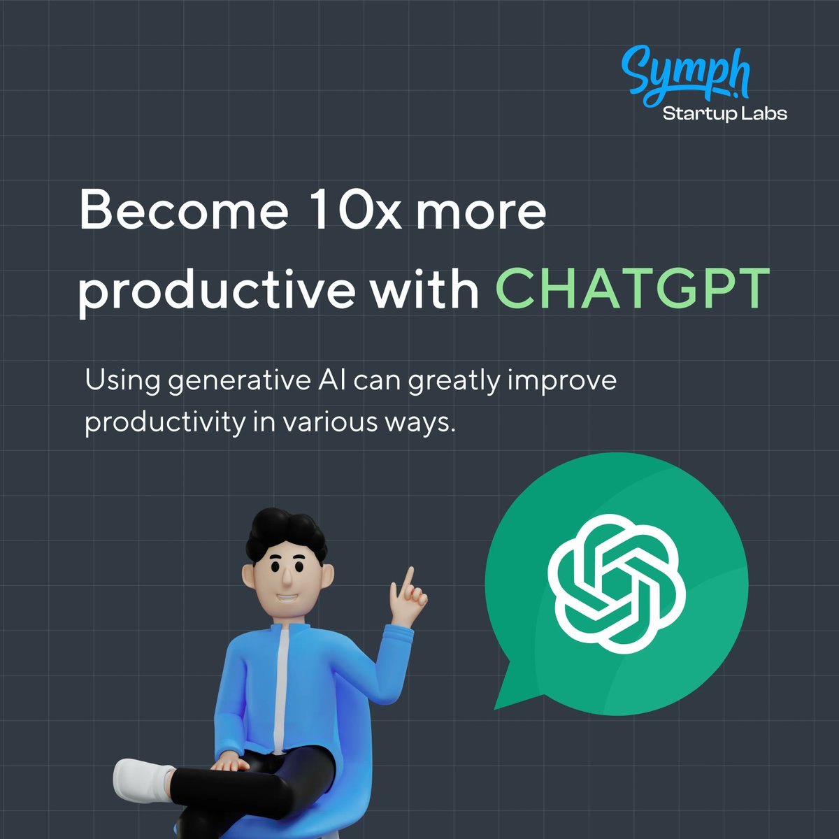 symphstartups's tweet photo. Boost your productivity 10x with CHATGPT! Swipe more to discover the secret behind this AI game-changer. 

#BuildOpenlyWithAI #TechForBusiness #ChatGPT #OpenAI #ThisPostMightAlsoBeGeneratedByAI #ArtificialIntelligence| https://t.co/6tZdn9oZjD
