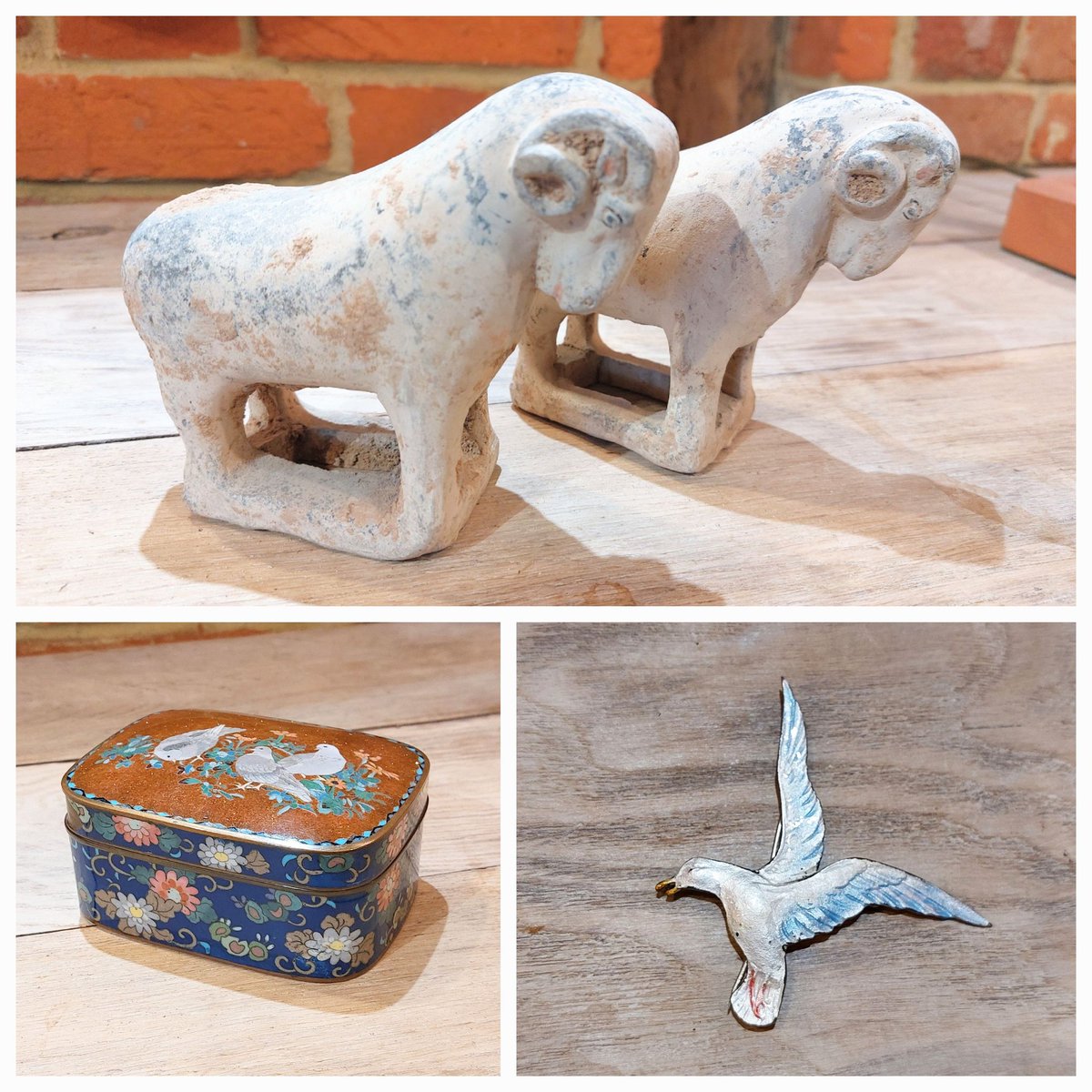 eversleybarn's tweet photo. #wingbackarmchair #terracottarams #cloisonnebox #silverandenamelbrooch #seagullbrooch #judismithantiques #eversleybarnantiques https://t.co/YsXUFTKFr9