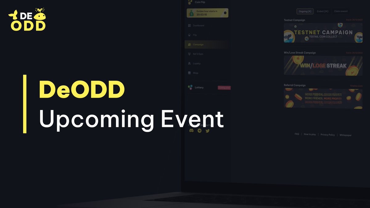 Deodd_io's tweet photo. π₯ #DeODD UPCOMING EVENTS π₯
ποΈGear up for an exciting events with DeODD in this May!
βοΈ May 17th: DeODD #Testnet Referral Rumble. Total reward: 13,3 BNB
βοΈ May 22nd: DeODD Testnet All-Stars: Total reward: 18,25 BNB
βοΈ May 22nd: DeODD Testnet #Bug Busters. Total reward: 7 BNB https://t.co/ZOKm4yVYTI