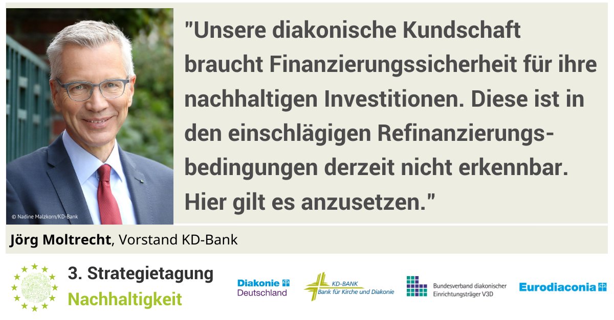 Um das Potenzial diakonischer Unternehmen beim #Klimaschutz  auszuschöpfen, braucht es geeignete Rahmenbedingungen. Das ist ein Thema unserer Strategietagung Nachhaltigkeit mit <a href="/diakonie/">Diakonie Deutschland</a>, <a href="/Eurodiaconia/">Eurodiaconia</a> &amp; #KDBank. #stnachhaltigkeit #diakonie