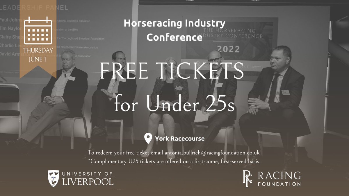 📢Under 25s! We have a few FREE TICKETS available to attend the Horseracing Industry Conference this year at <a href="/yorkracecourse/">York Racecourse</a> on June 1. 
Hurry! - Tickets are available on a first-come, first-served basis! To claim, email antonia.bullrich@racingfoundation.co.uk and we’ll send you