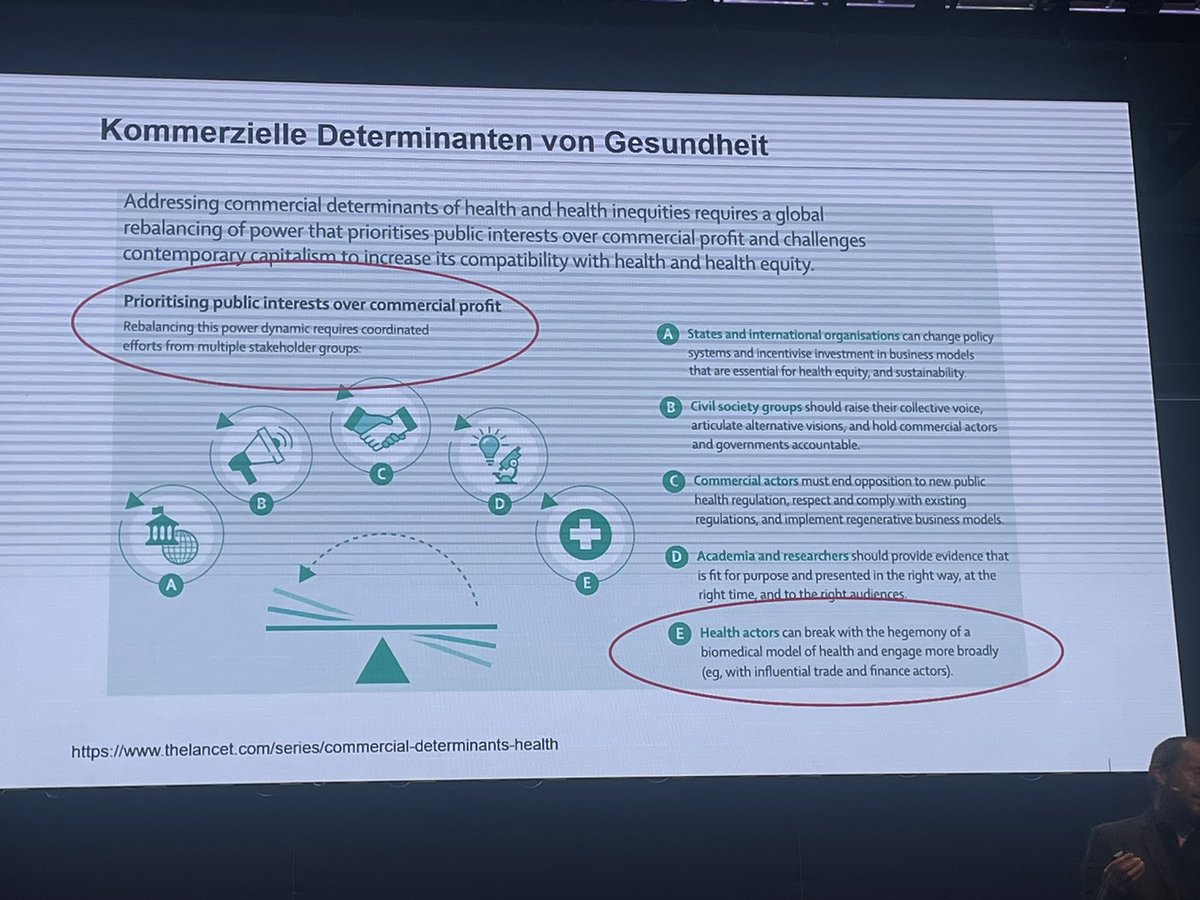 KlimaGesundheit's tweet photo. „Öffentliche Interessen über Profitinteressen stellen“. Wer, wenn nicht Ärzt:innen und Gesundheitsfachkräfte, können die Zusammenhänge zw. kommerziellen Determinanten von Gesundheit, human health und #planetaryhealth aufzeigen, aufklären, aufbrechen, sagt @Schulz_CM, #WeACTCon https://t.co/ylzd74ojNi
