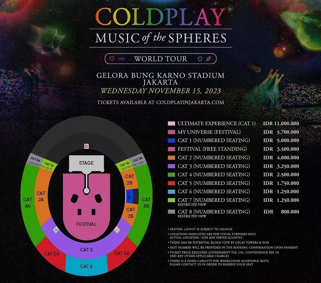 Kawula Muda, harga tiket Coldplay udah keluar nih!! Range harganya dari Rp800 ribu - Rp1 Juta!

 Udah siap belum buat war? Bersiap di tanggal 17 Mei 2023 yuhuu🥳😍 #SunsetTrip