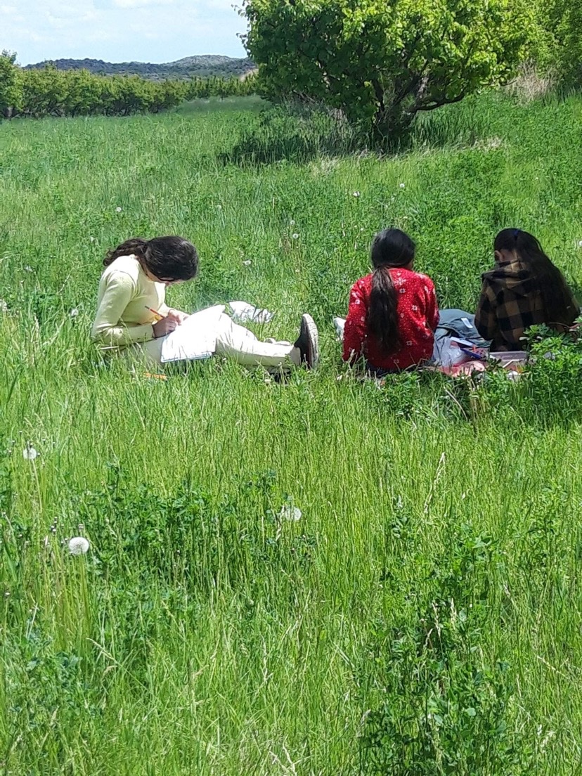 Beautiful photo today from Ani, a
psychologist and friend in Armenia, writing with girls in her village.

I love teaching creative writing. Especially watching women and girls pick up pens to write their stories, sometimes for the first time - and what happens when they do 💜