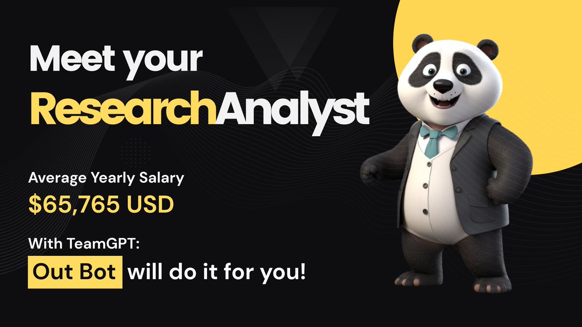 TeamGPTOfficial's tweet image. Are you seeking a #ResearchAnalyst who can provide information instantly, day and night?🌕 

Look no further! Join #TeamGPT and acquire our highly efficient Panda to integrate into your plan!🐼  

Watch as any information you need is delivered in just 3 seconds!👀