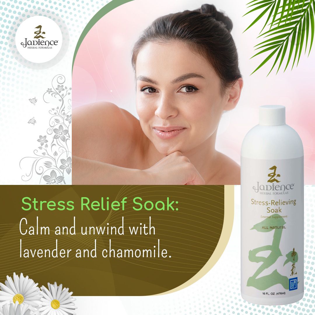 Jadience's tweet photo. Soothe your body and calm your mind with Jadience Herbal Formulas' Stress Relief Soak! 🛀 Our herbal-infused formula, featuring lavender and chamomile, helps to melt away stress and tension, leaving you feeling relaxed and rejuvenated. #StressRelief #HerbalIngredients https://t.co/6t29aNTboK