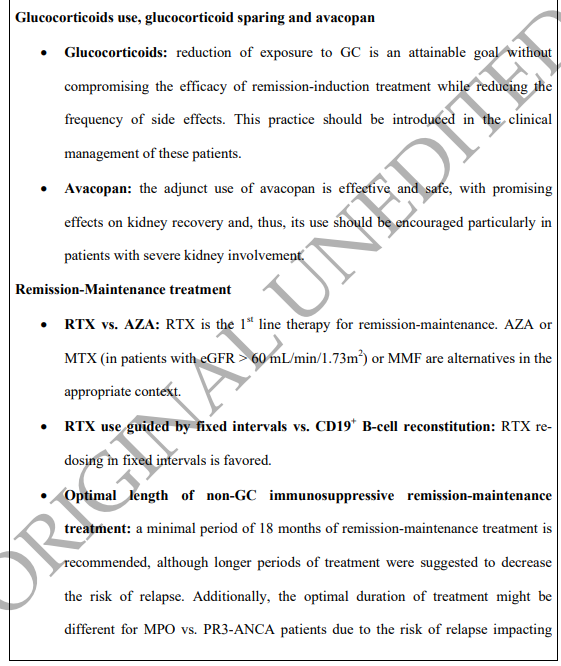 NDTsocial's tweet photo. Management of ANCA-associated vasculitis with glomerulonephritis as proposed by the ACR 2021, EULAR 2022 &amp; KDIGO 2021 Guidelines/Recommendations
🆓https://t.co/7GITMEeULS
📸Comparison of the ACR/VF guidelines, EULAR recommendations &amp; KDIGO guideline
📸Take-home messages https://t.co/HIB1Psa2m1