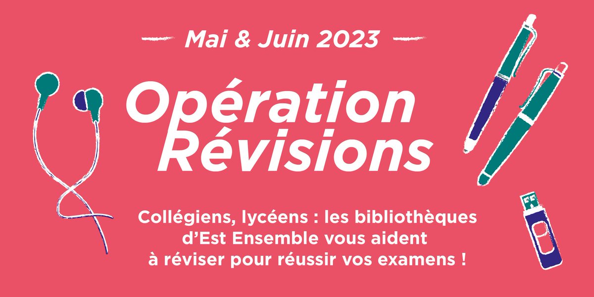 Est_Ensemble's tweet photo. 🤓📚Vous êtes en 3ème, 1ère ou terminale, générale ou technologique ?! L’Opération #révisions est de retour ! N’hésitez pas à pousser les portes des bibliothèques d’Est Ensemble pour bénéficier d'espaces de travail, de soutien, d'ouvrages...  
Infos👉https://t.co/N6VlF9qe5A https://t.co/4Zxi5bcDPH