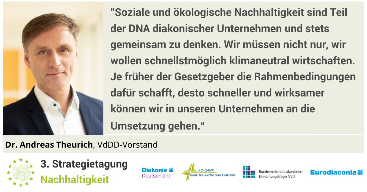 Diakonische Unternehmen müssen nicht nur, sie wollen schnellstmöglich klimaneutral werden. Das ist die Kernbotschaft unseres Vorstands Dr. Andreas Theurich bei unserer Strategietagung Nachhaltigkeit mit <a href="/diakonie/">Diakonie Deutschland</a>, <a href="/Eurodiaconia/">Eurodiaconia</a> &amp; #KDBank. #stnachhaltigkeit #diakonie #rauheshaus