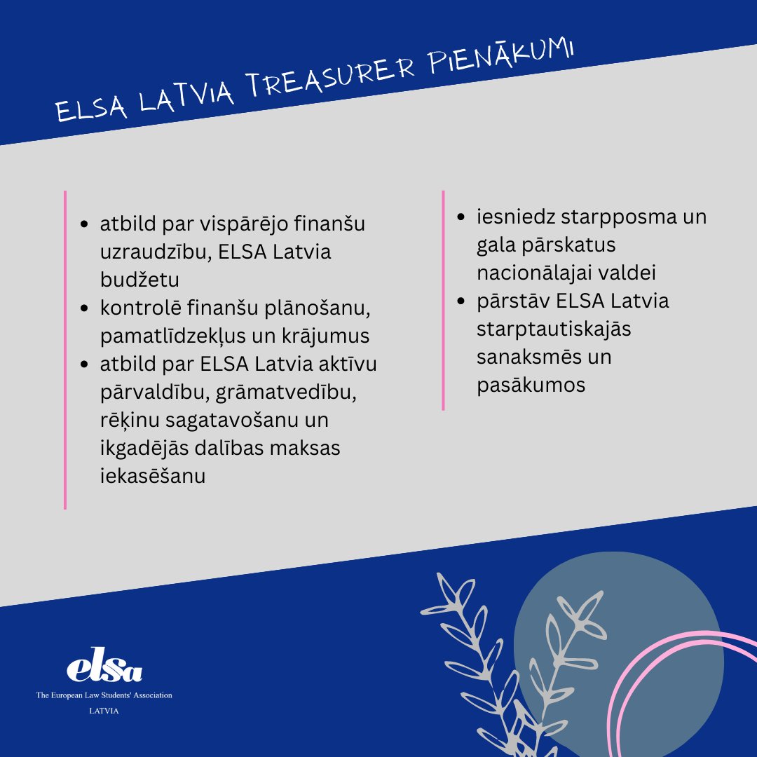 ELSALatvia's tweet photo. Jaunās Valdes vēlēšanas tuvojas ⚡

Iepazīsti ELSA Latvia valdi!

Šodien ELSA Latvia treasurer Anna Marija Onckule dalās ar saviem iespaidiem un pārdomām! https://t.co/WdQCmtDqOy