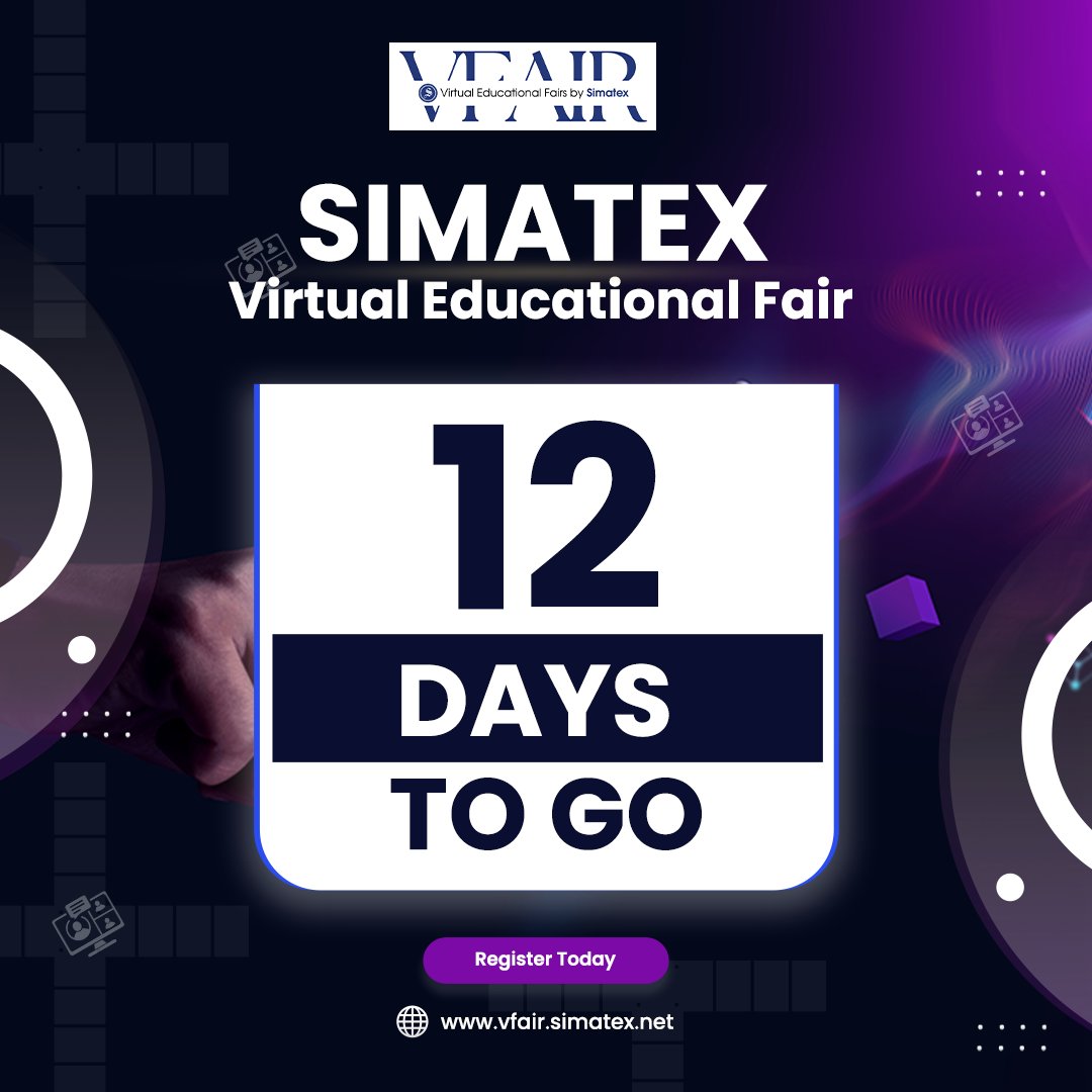 Studyrussia2022's tweet image. The clock is ticking down, with just 12 days remaining until the Simatex virtual educational fair provides the premier education opportunity for international students in Russia.
Hurry! Book your slot now
📷 vfair.simatex.net
#countdown #countdownpost #event #educationevent