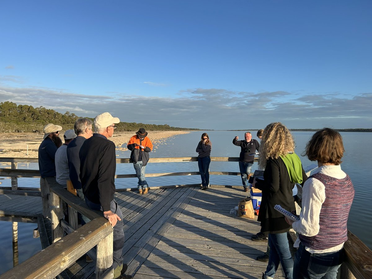 The #Ramsar482 TEC thrombolites turning it on for the Peel-Yalgorup case study for Climate-effective management field trip. This project is supported with funding from the Australian Government under the National Environmental Science Program.<a href="/nespclimate/">Climate Systems Hub</a> <a href="/PeelHarveyCC/">PeelHarveyCC</a>
