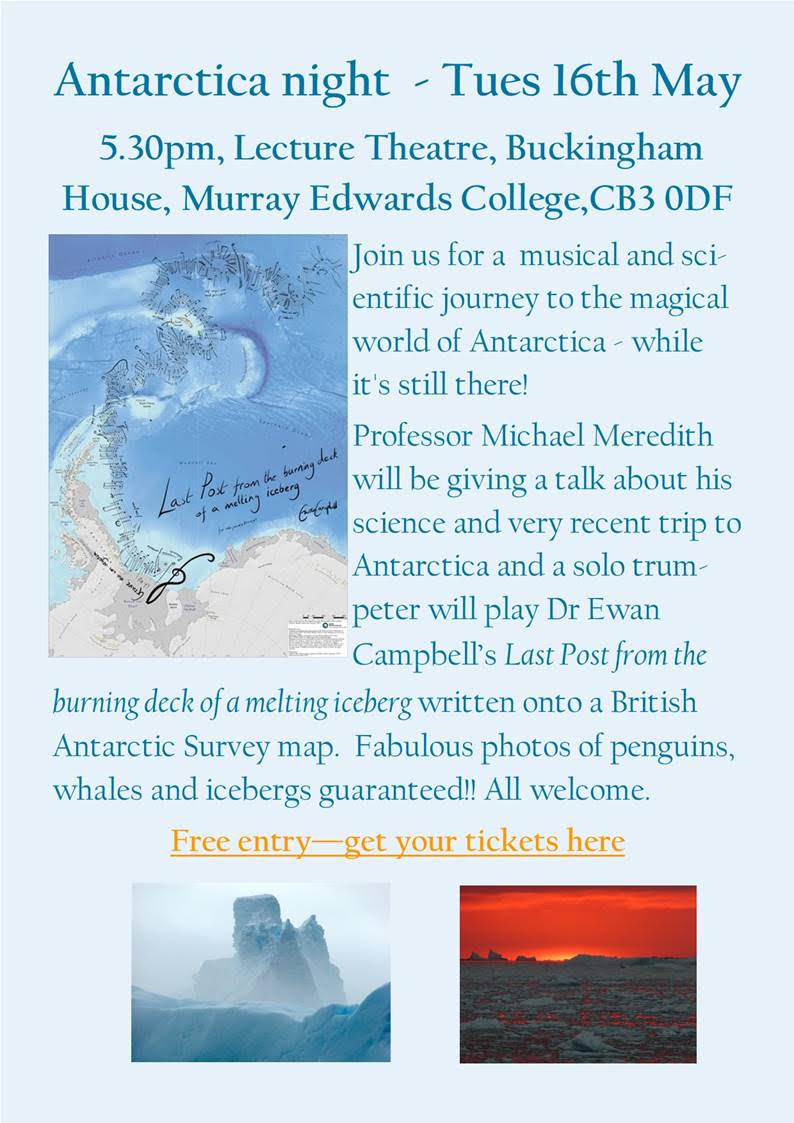 Come hear me in Cambridge next week! I'll be giving the live premiere of 'Last Post from the burning deck of a melting iceberg' by <a href="/ewan_a_campbell/">Ewan Campbell</a> as well the Berio Sequenza for trumpet and piano resonance.

<a href="/BAS_News/">British Antarctic Survey 🐧</a> 
<a href="/MECCambridge/">Murray Edwards College</a> 
<a href="/ChurchillCol/">Churchill College</a> 
<a href="/CamUniMusic/">Cambridge Uni Music</a>